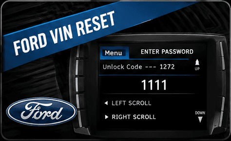 Ford VIN Reset Code tuner screen